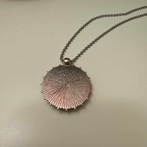 Upcycled broken Pyrex Blue Stripe Barcode ball chain necklace & star pendant - Picture 2 of 6